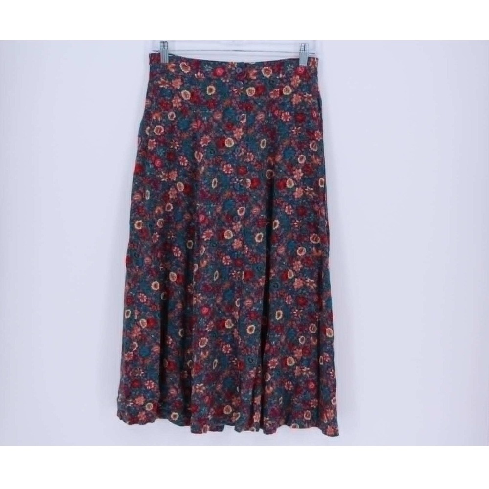Sag Harbor Vintage Style Women's Multicolor Floral Midi Skirt Size S